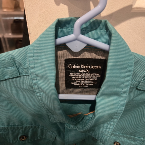 Calvin Klein Jeans Kids Turquoise Dress Shirt - Picture 4 of 5